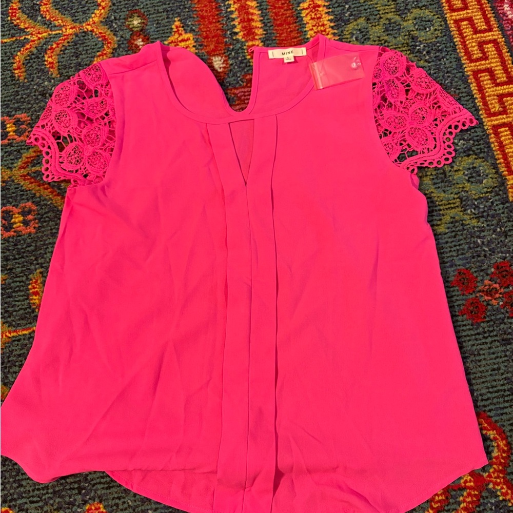 Mine Fuchsia Lace Sleeve Blouse